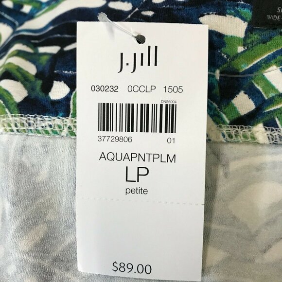 J. Jill Womens High Rise Palm Print Smooth Fit Green Wide Leg Crop Pant Size LP - Picture 7 of 8